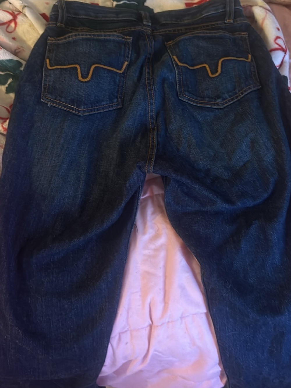 Kimes Ranch High-Rise Women's Dark Blue Jeans with Contrast Pocket Trim
